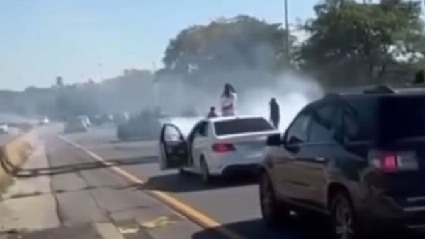 A video purportedly showed a man waving a Palestinian flag in New York traffic on the Long Island Expressway, but in reality the flag was that of Puerto Rico.
