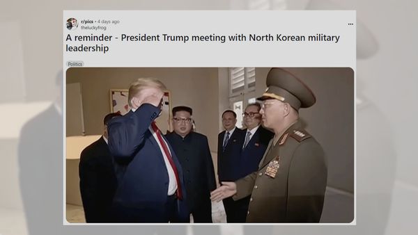 Donald Trump saluting a North Korean general in 2018